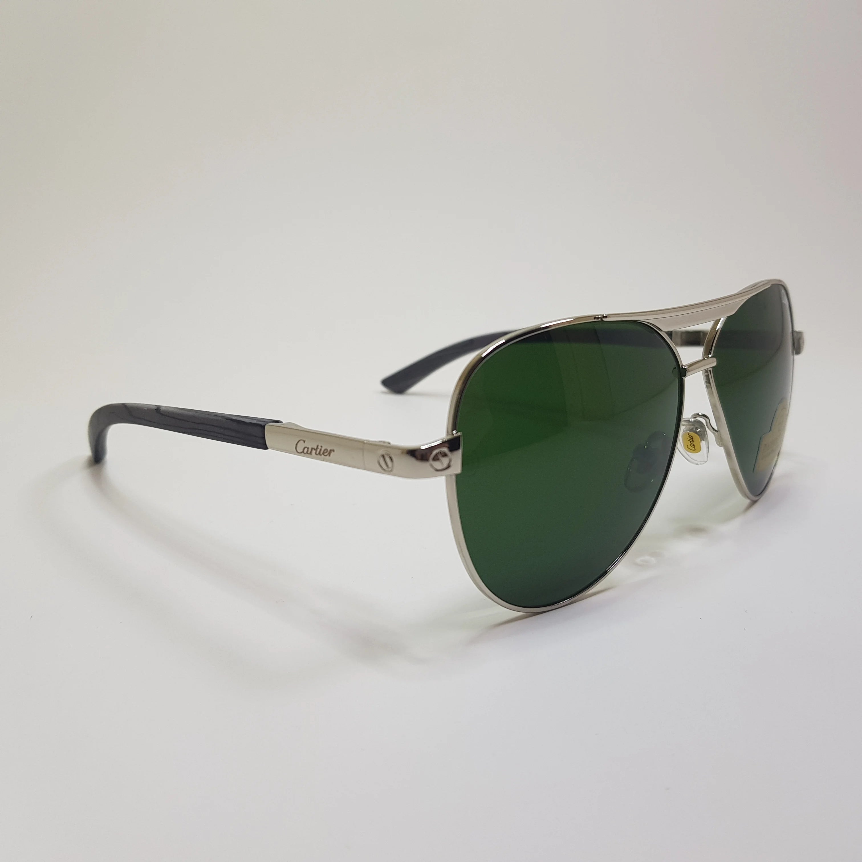 Cartier-22119-Premium-Diamond Hard Glass Lens-Metal-Sunglasses-Anti Scratch-Wooden Stick