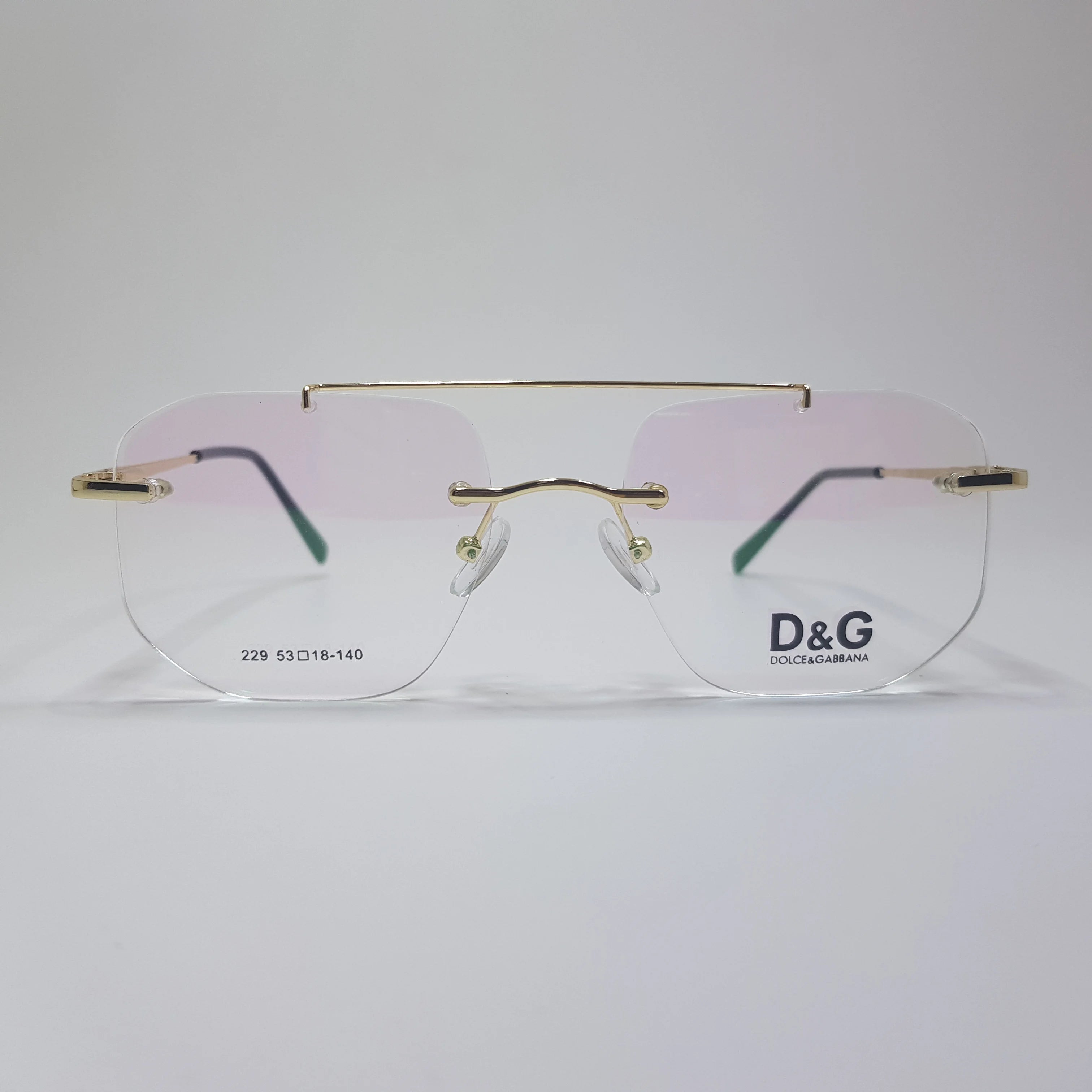 D&G-229 Eyeglasses Rimless Frame Double Bride Unisex