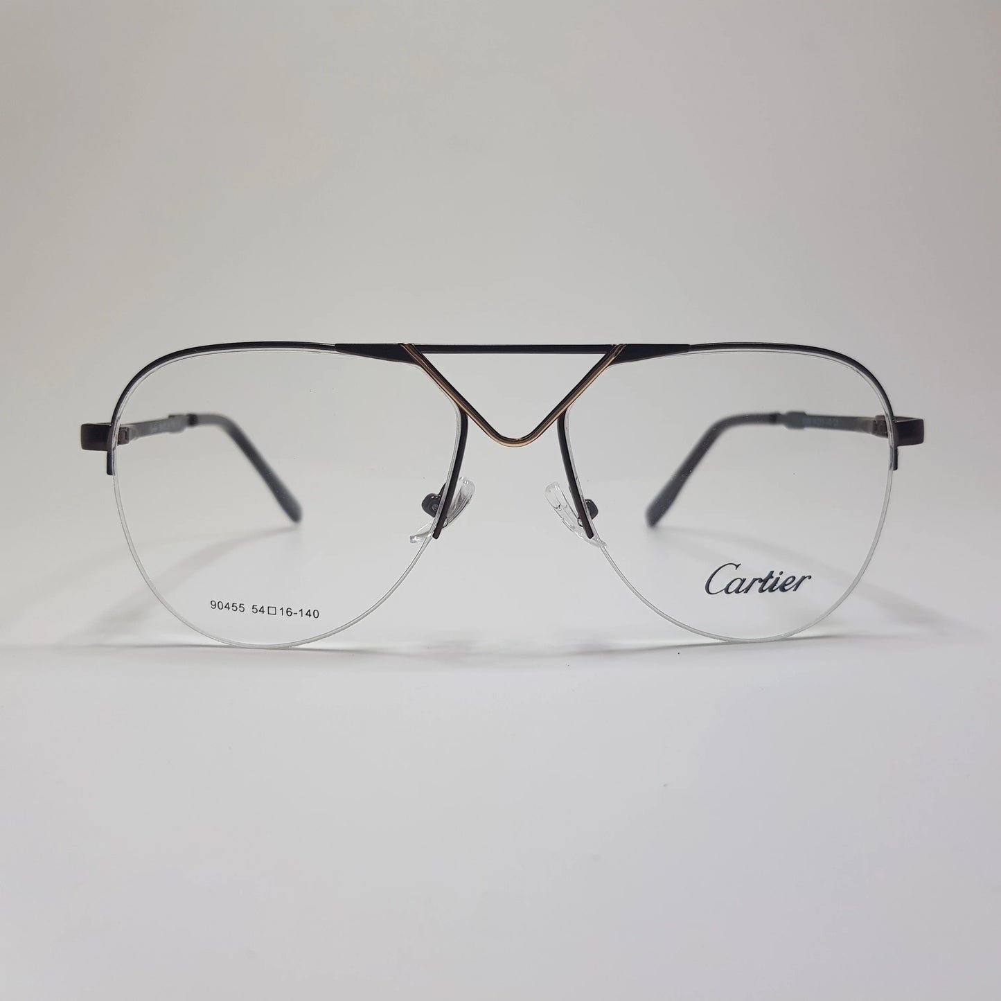 CARTIER 90455 Eyeglasses Metal Premium High Quality Half Aviator Frame Unisex