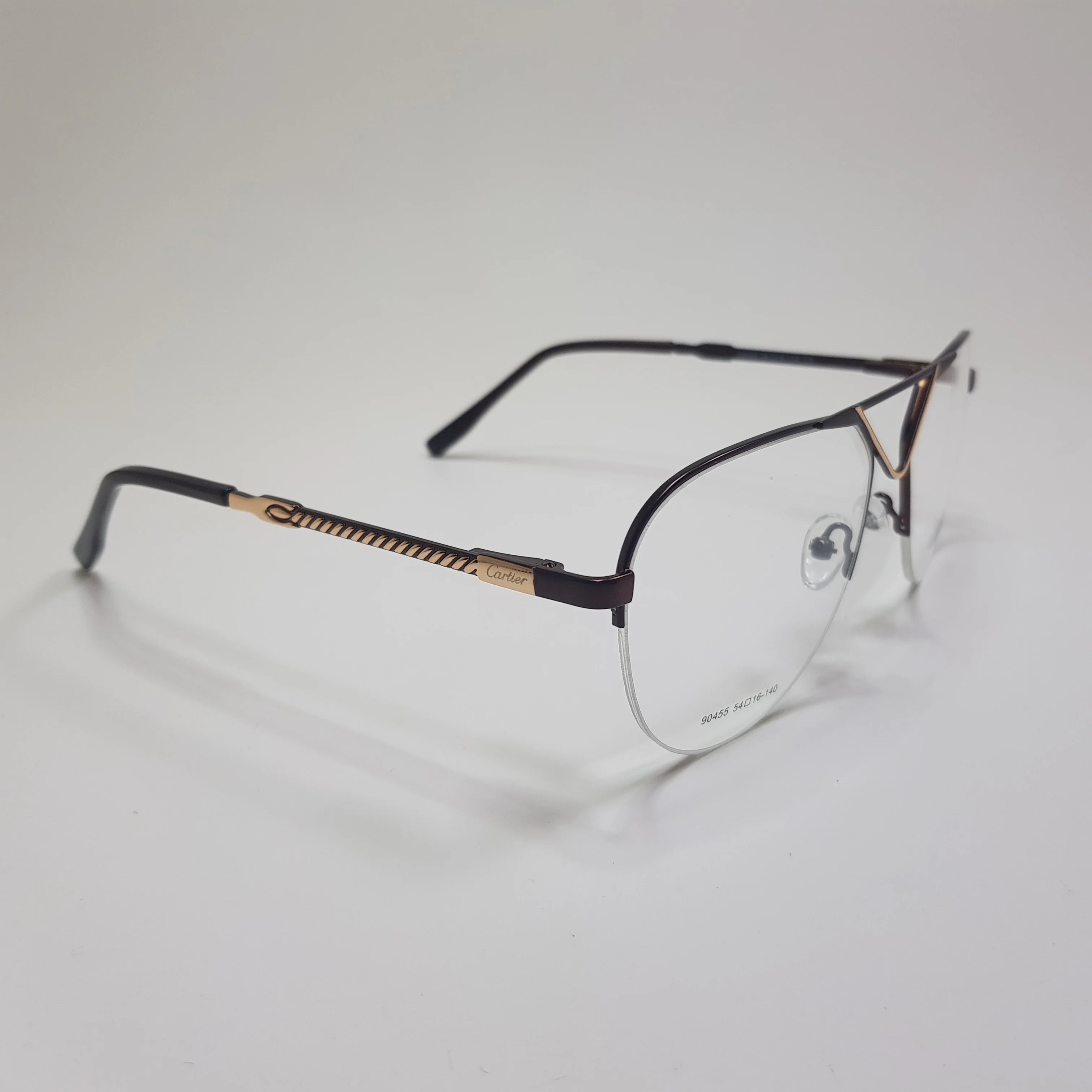 CARTIER 90455 Eyeglasses Metal Premium High Quality Half Aviator Frame Unisex