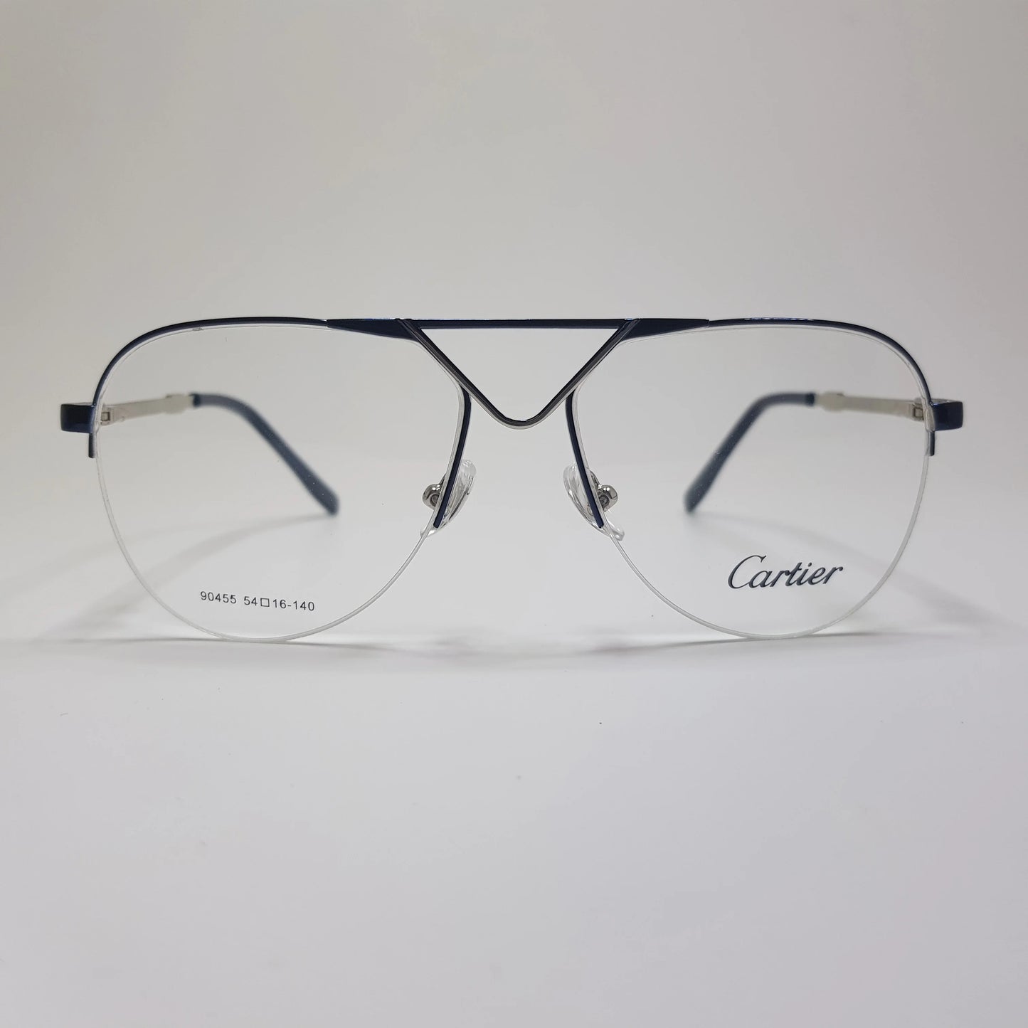 CARTIER 90455 Eyeglasses Metal Premium High Quality Half Aviator Frame Unisex