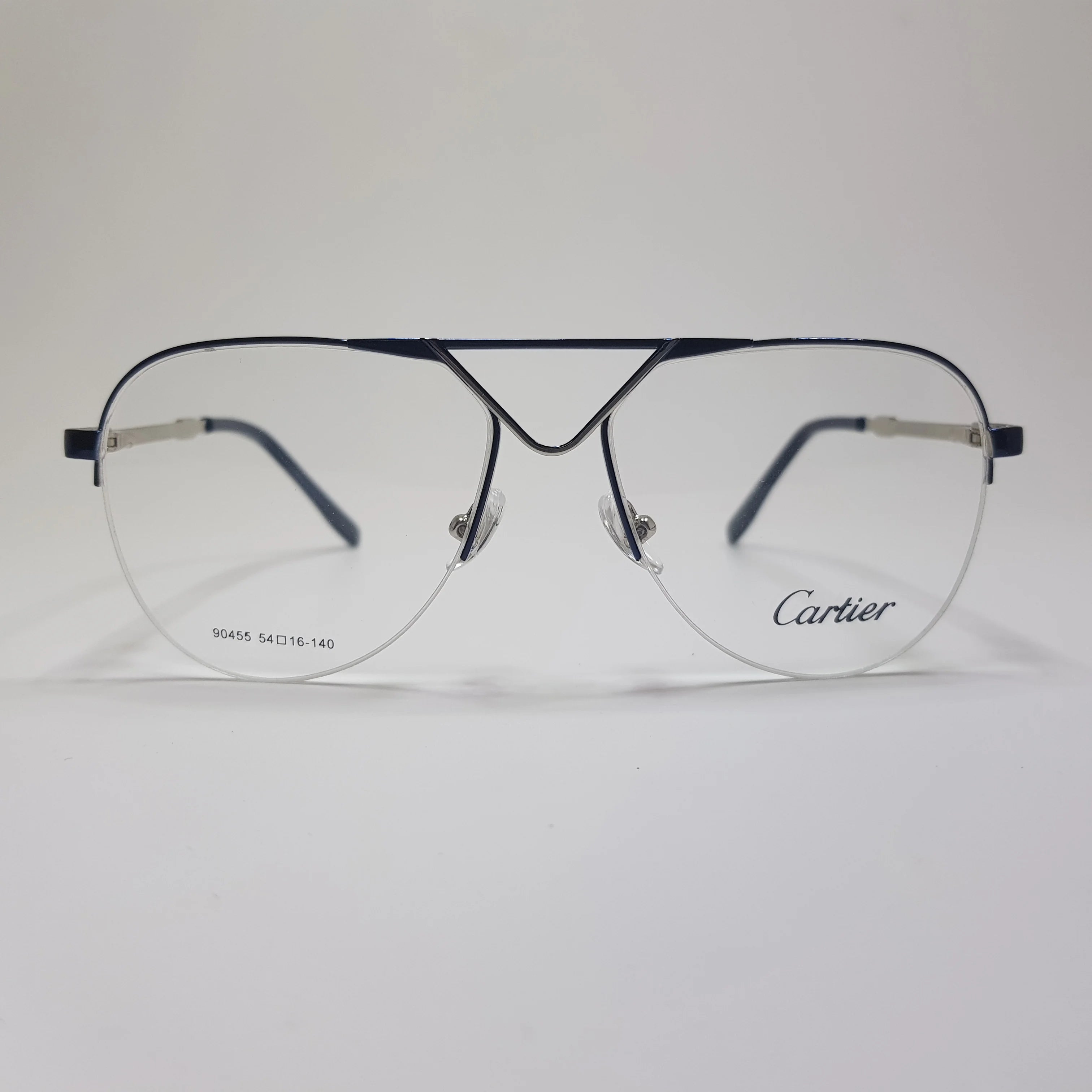 CARTIER 90455 Eyeglasses Metal Premium High Quality Half Aviator Frame Unisex