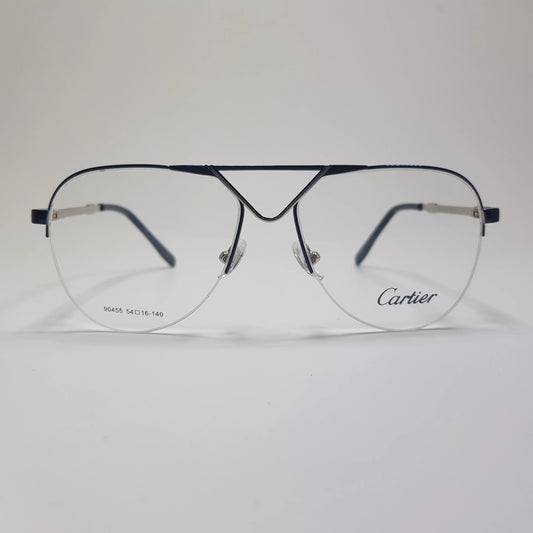 CARTIER 90455 Eyeglasses Metal Premium High Quality Half Aviator Frame Unisex