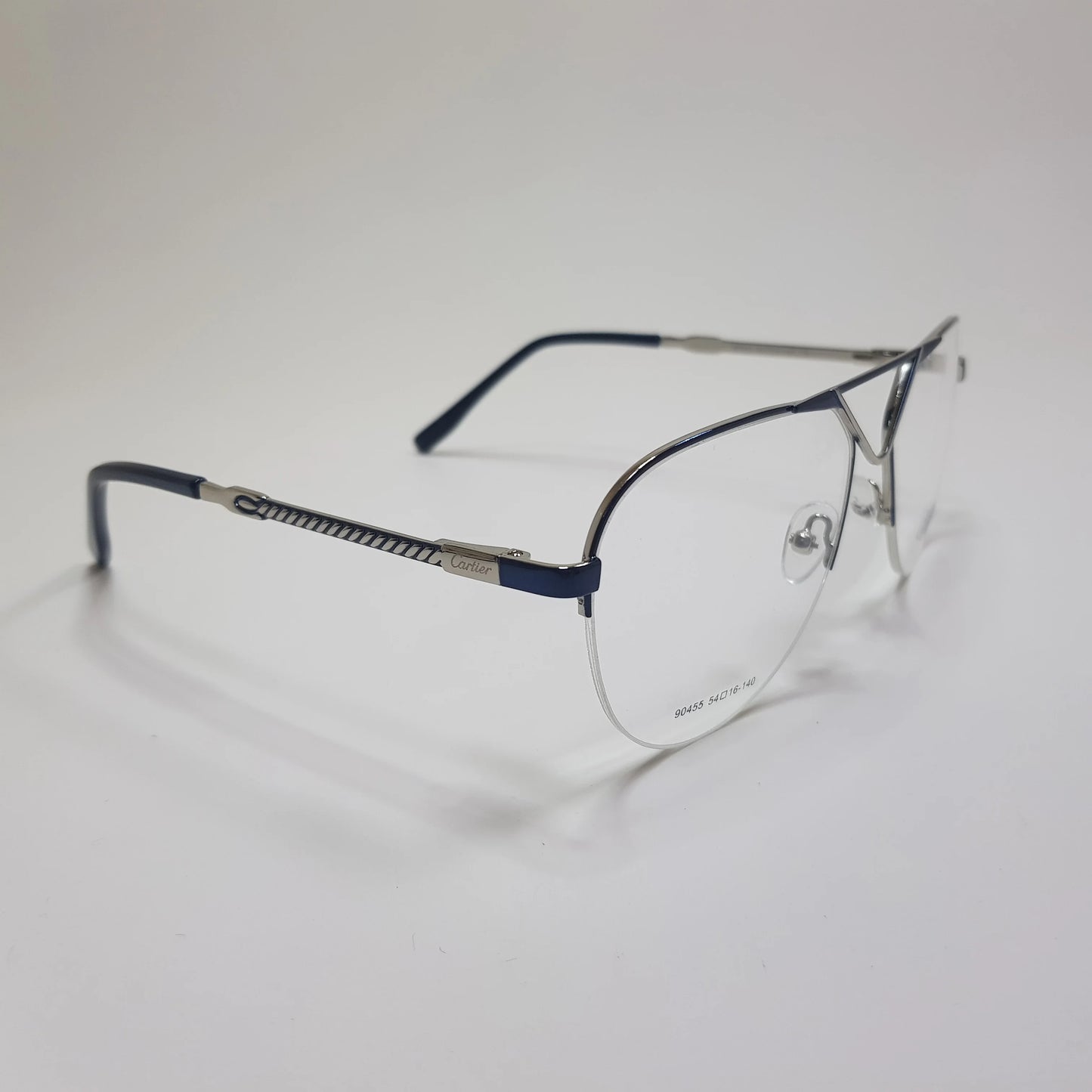 CARTIER 90455 Eyeglasses Metal Premium High Quality Half Aviator Frame Unisex