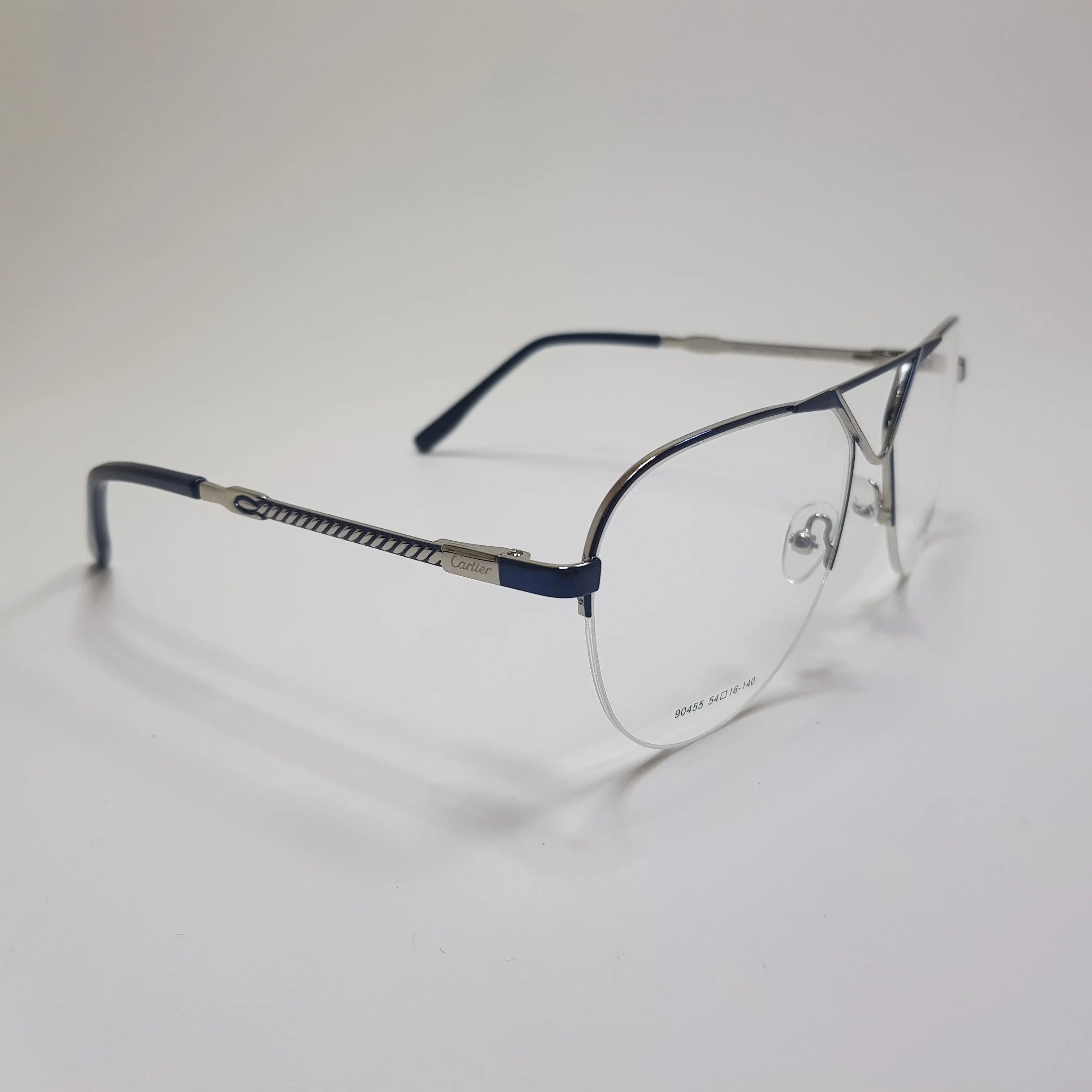 CARTIER 90455 Eyeglasses Metal Premium High Quality Half Aviator Frame Unisex