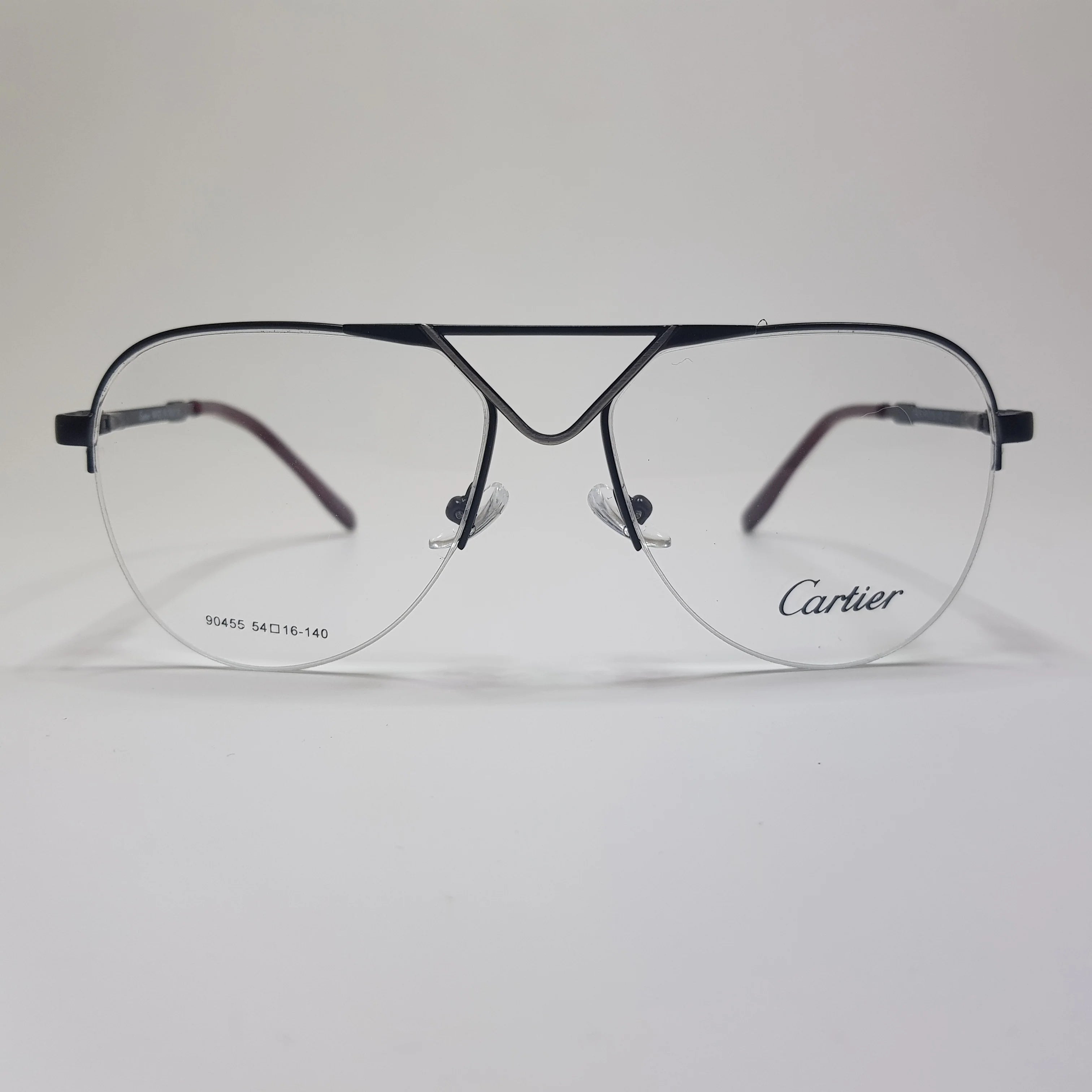 CARTIER 90455 Eyeglasses Metal Premium High Quality Half Aviator Frame Unisex
