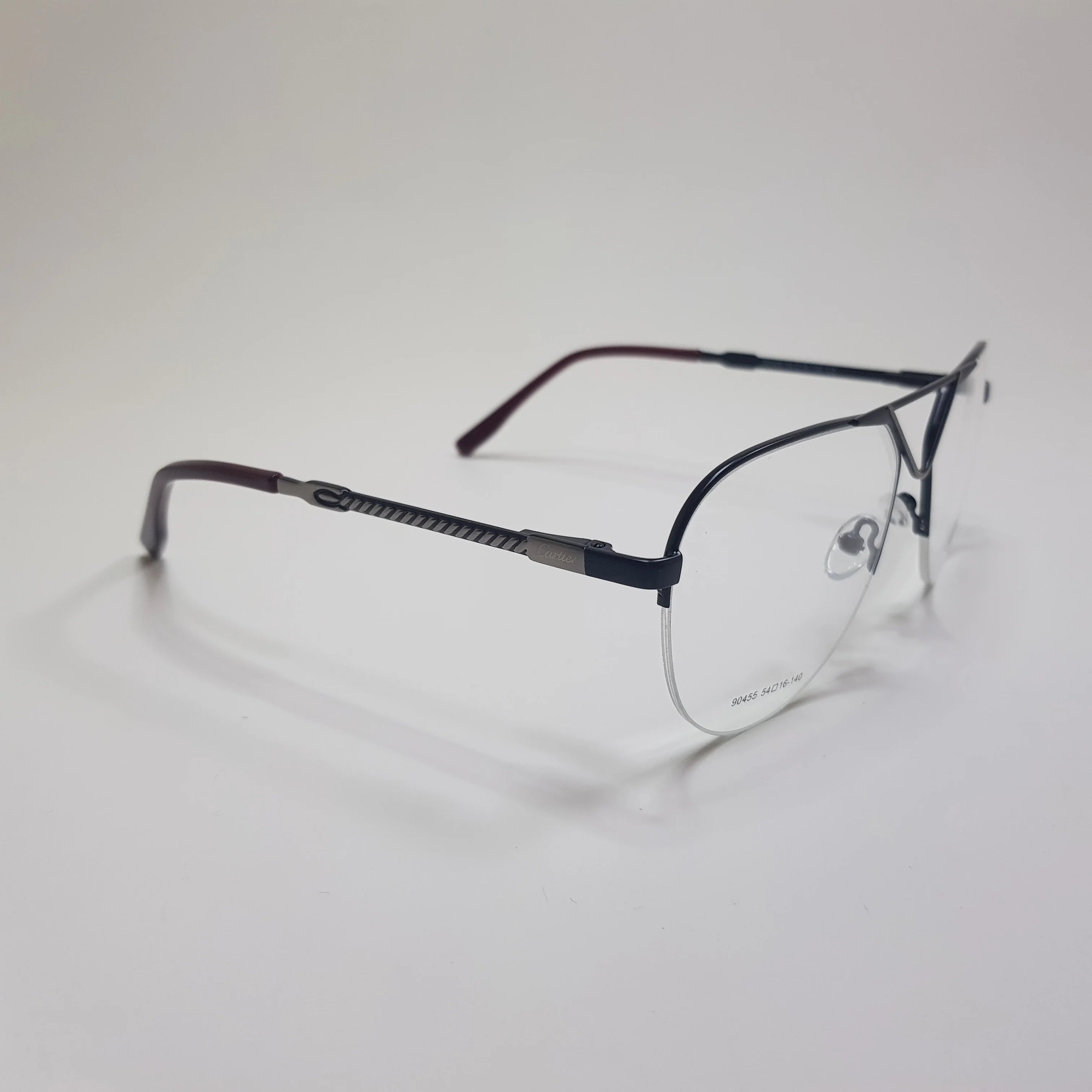 CARTIER 90455 Eyeglasses Metal Premium High Quality Half Aviator Frame Unisex