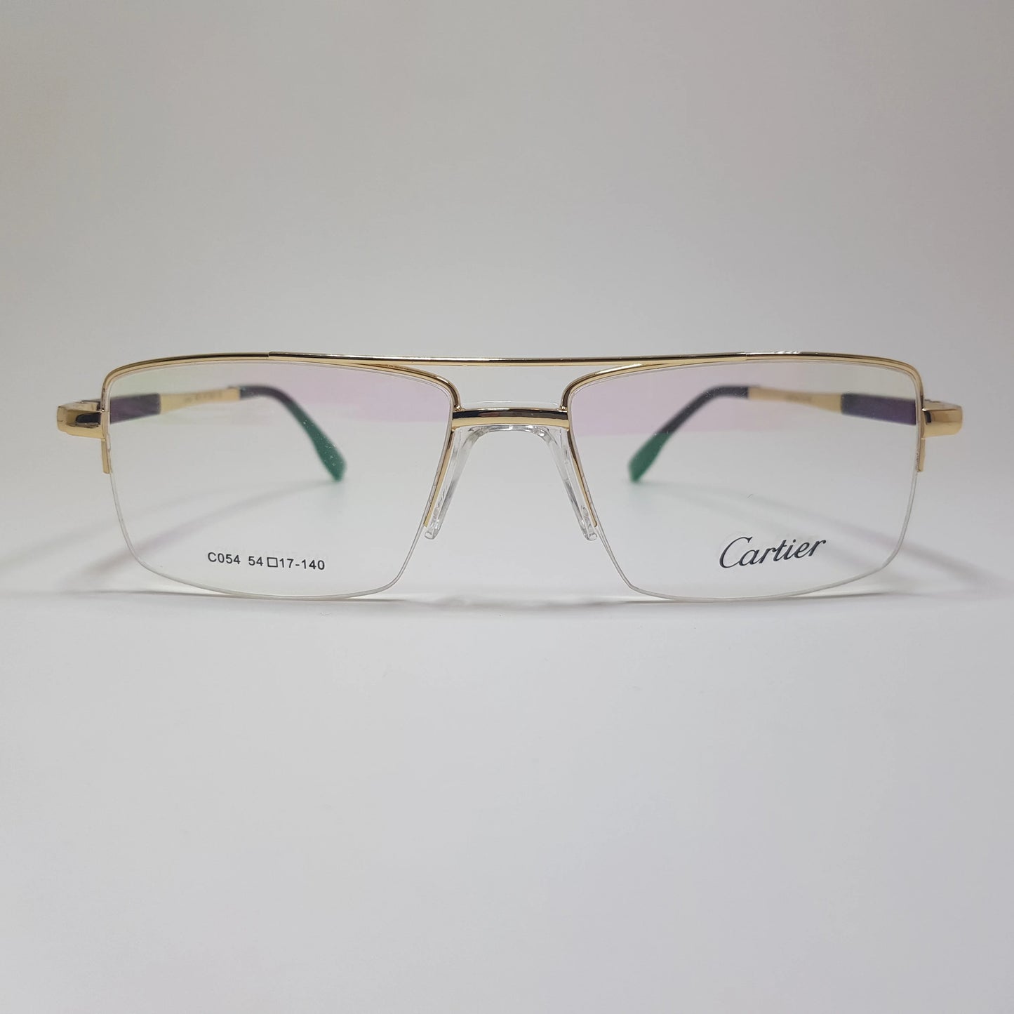 C054 Cartier Eyeglasses Half Rimless Frame Premium Quality Spring Hinges Fix Nose Pad Unisex