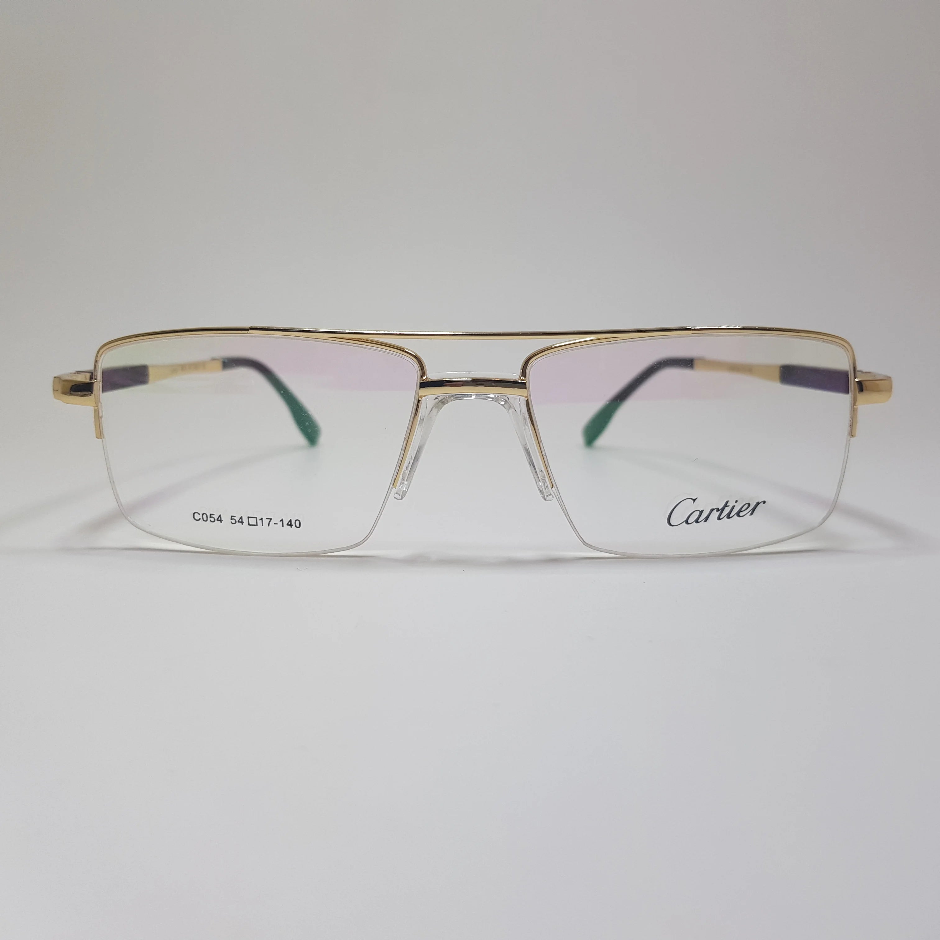 C054 Cartier Eyeglasses Half Rimless Frame Premium Quality Spring Hinges Fix Nose Pad Unisex