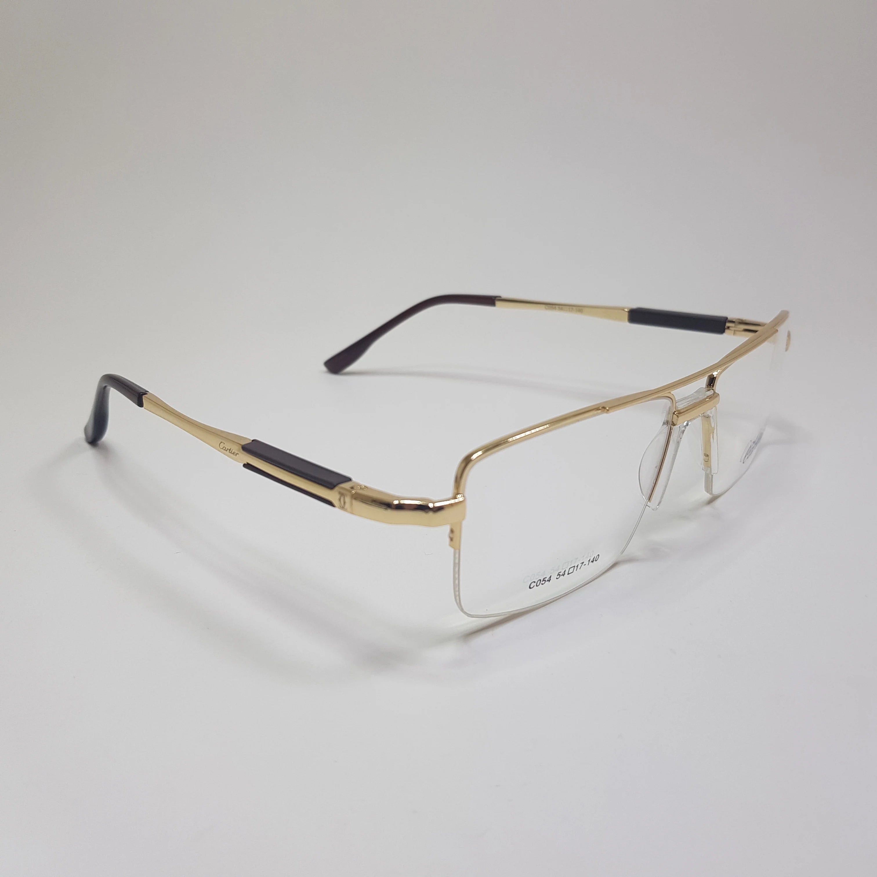 C054 Cartier Eyeglasses Half Rimless Frame Premium Quality Spring Hinges Fix Nose Pad Unisex
