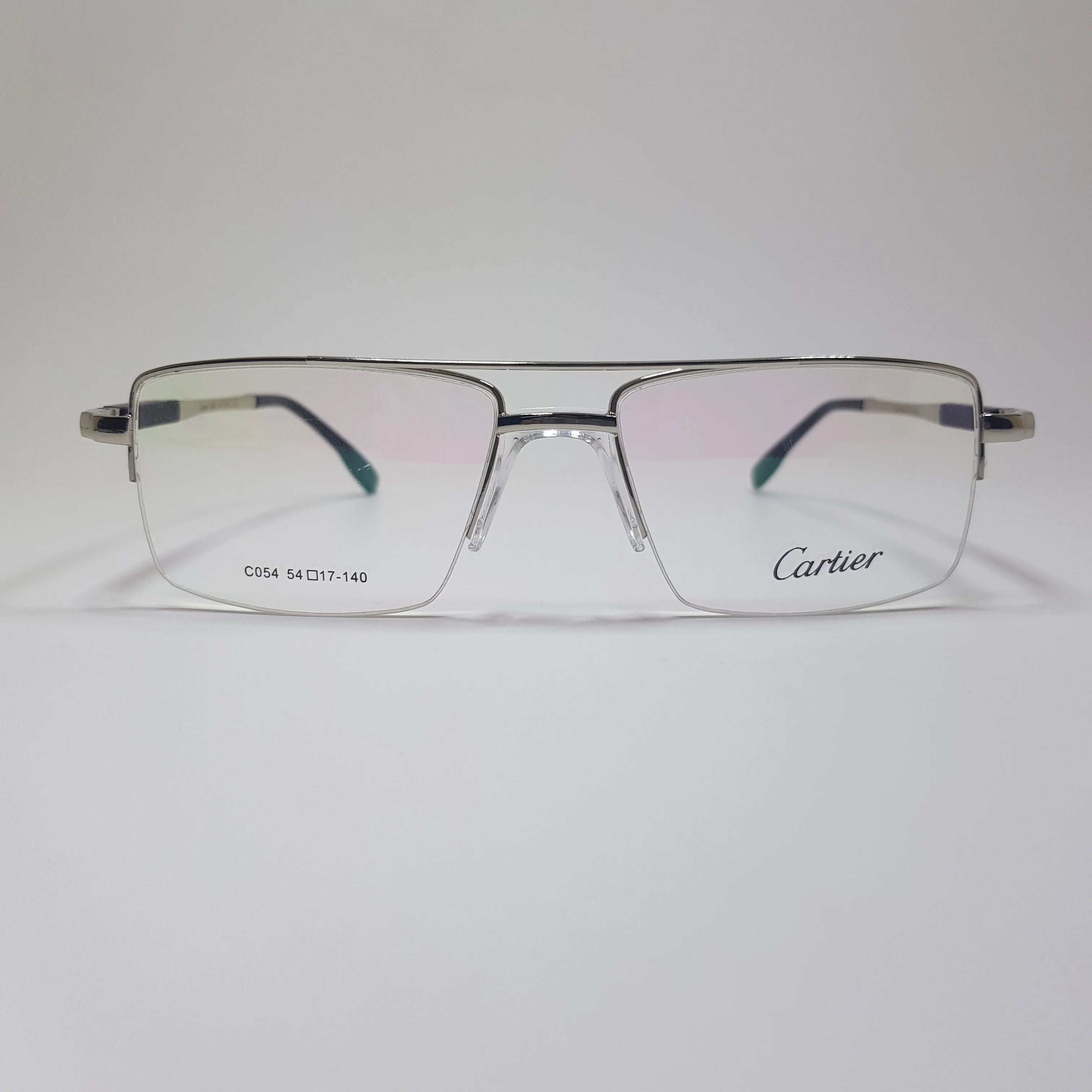 C054 Cartier Eyeglasses Half Rimless Frame Premium Quality Spring Hinges Fix Nose Pad Unisex