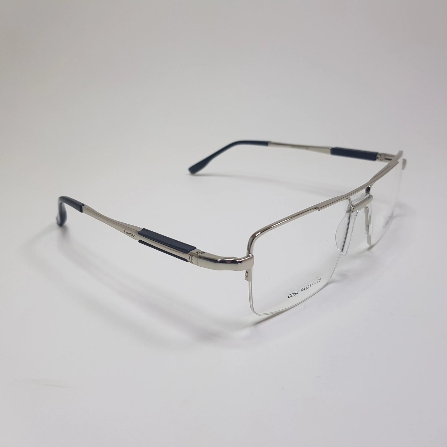 C054 Cartier Eyeglasses Half Rimless Frame Premium Quality Spring Hinges Fix Nose Pad Unisex