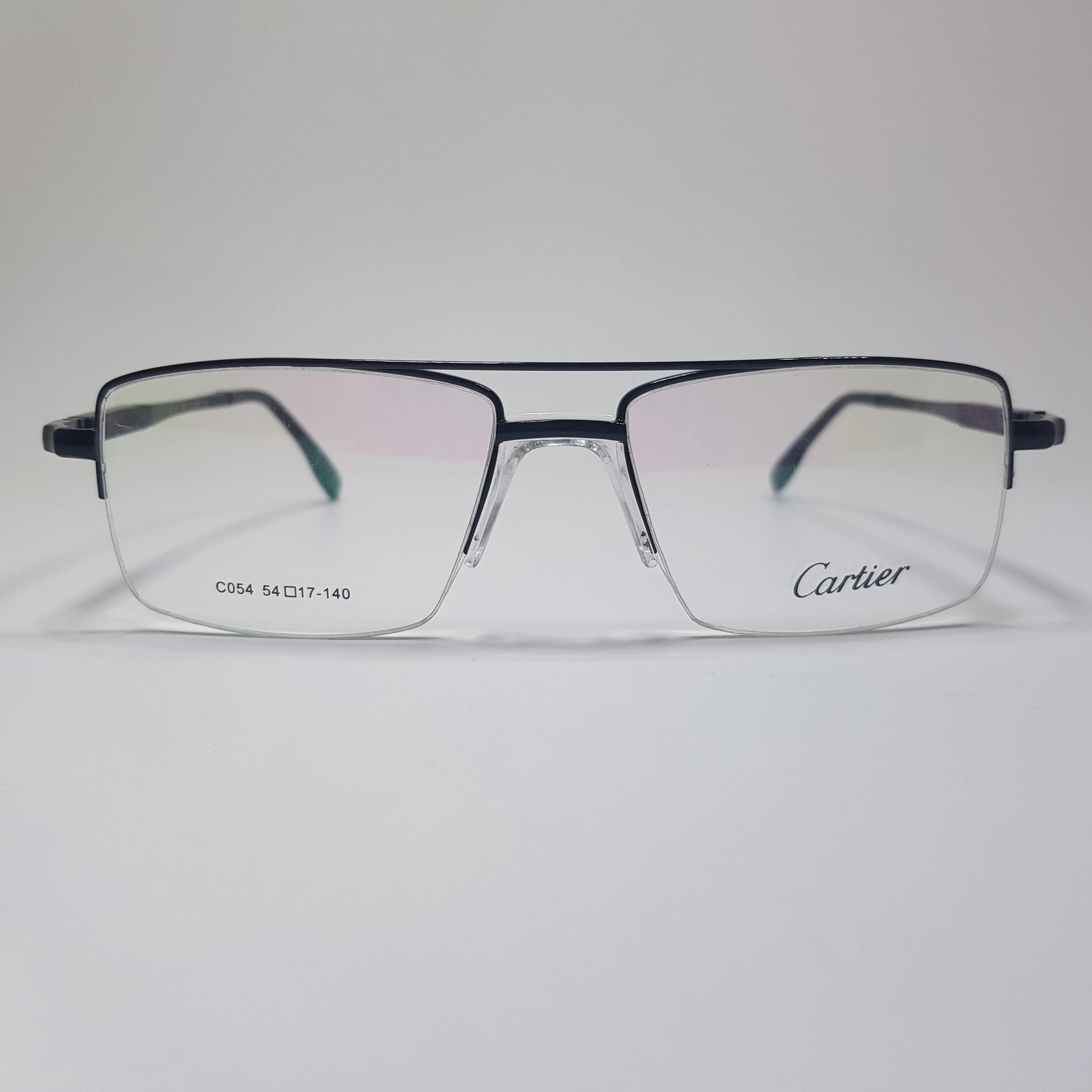 C054 Cartier Eyeglasses Half Rimless Frame Premium Quality Spring Hinges Fix Nose Pad Unisex