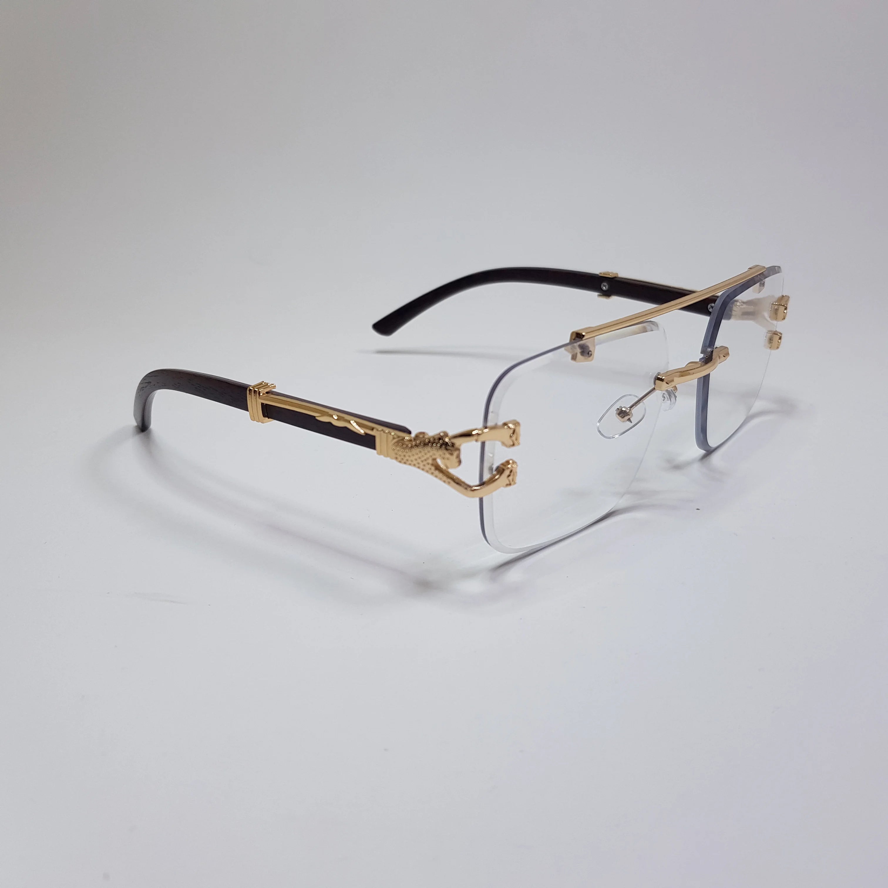 Cheetah Rim Wooden Stick Eyeglasses Inteligent Transition Photochromic Blue Light Filter Glasses Frame 3 IN 1